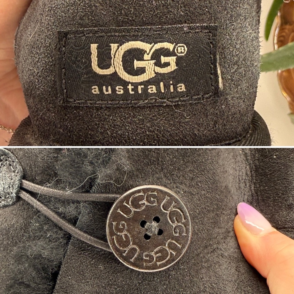 UGG Australia Bailey Button Triplet Tall Boots Black Sheepskin Boots Women’s 7 - Picture 8 of 13
